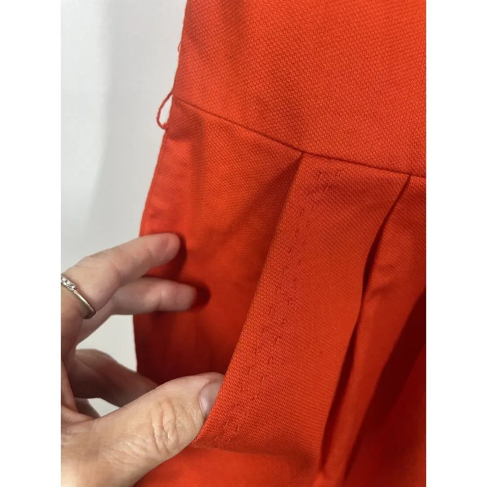 Tory Burch Leena Sleeveless Orange Lined Sheath Dress Side Zip Pockets Size‎ 4